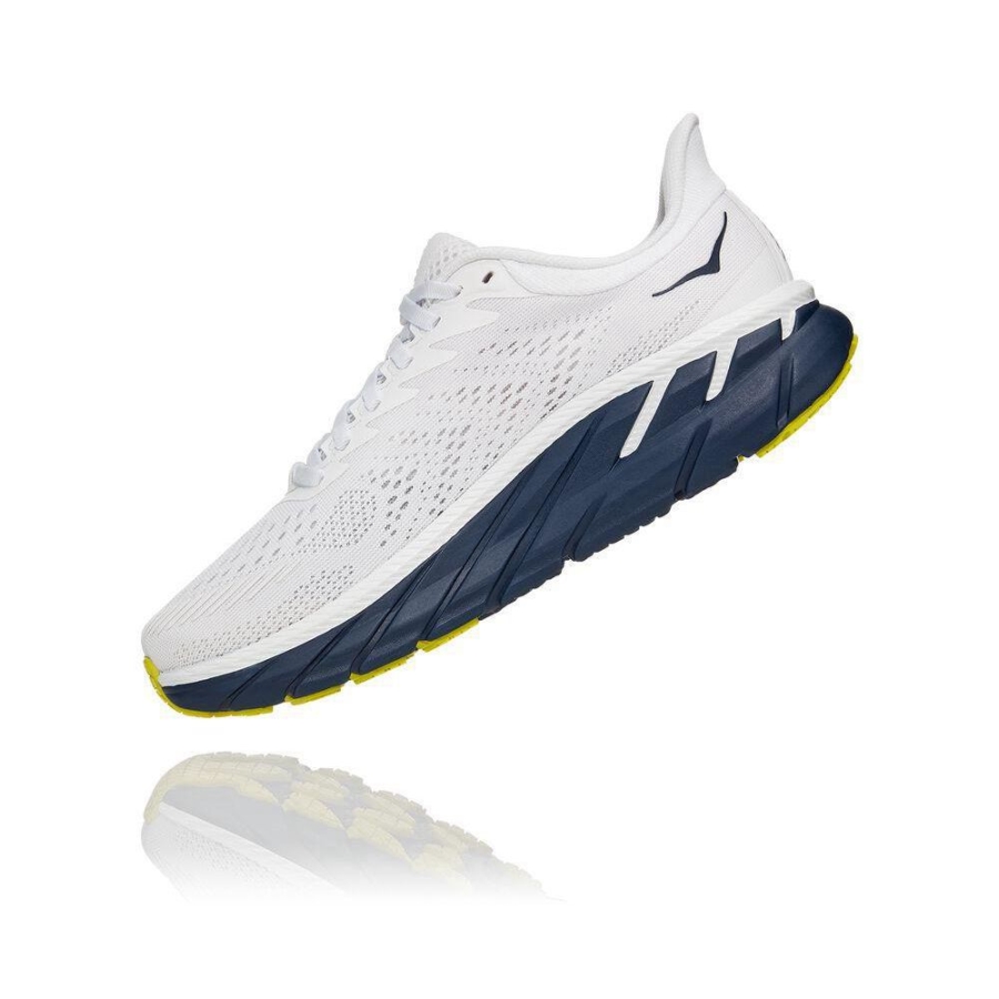 White / Navy Hoka Clifton 7 Women's Road Running Shoes | USA23OVDY