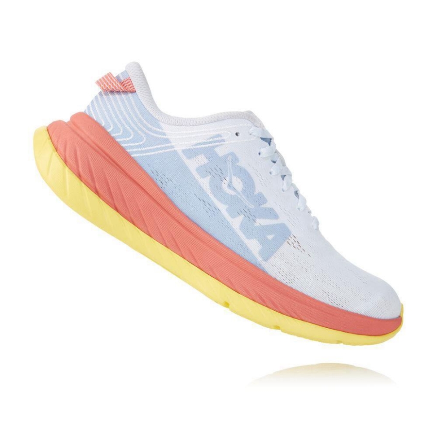 White / Pink Hoka Carbon X Women's Sneakers | USA63NLYG