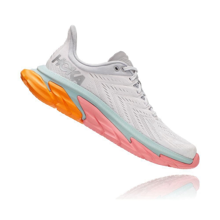 White / Pink Hoka Clifton Edge Men's Road Running Shoes | USA03HQOM