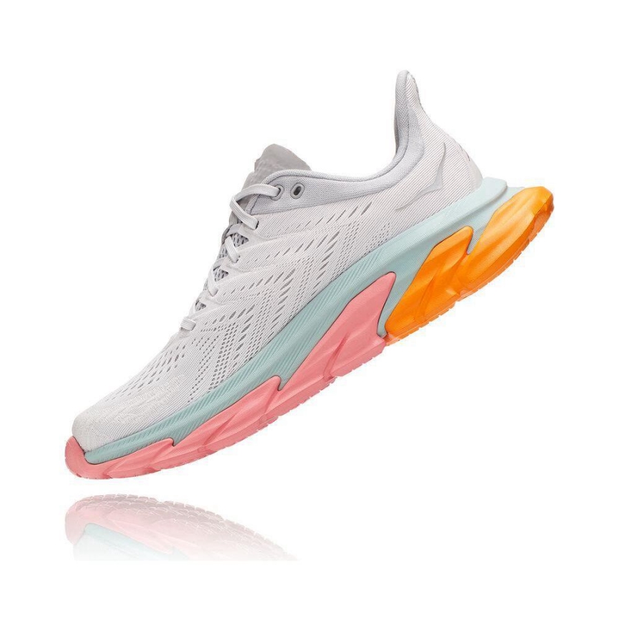 White / Pink Hoka Clifton Edge Men's Road Running Shoes | USA03HQOM