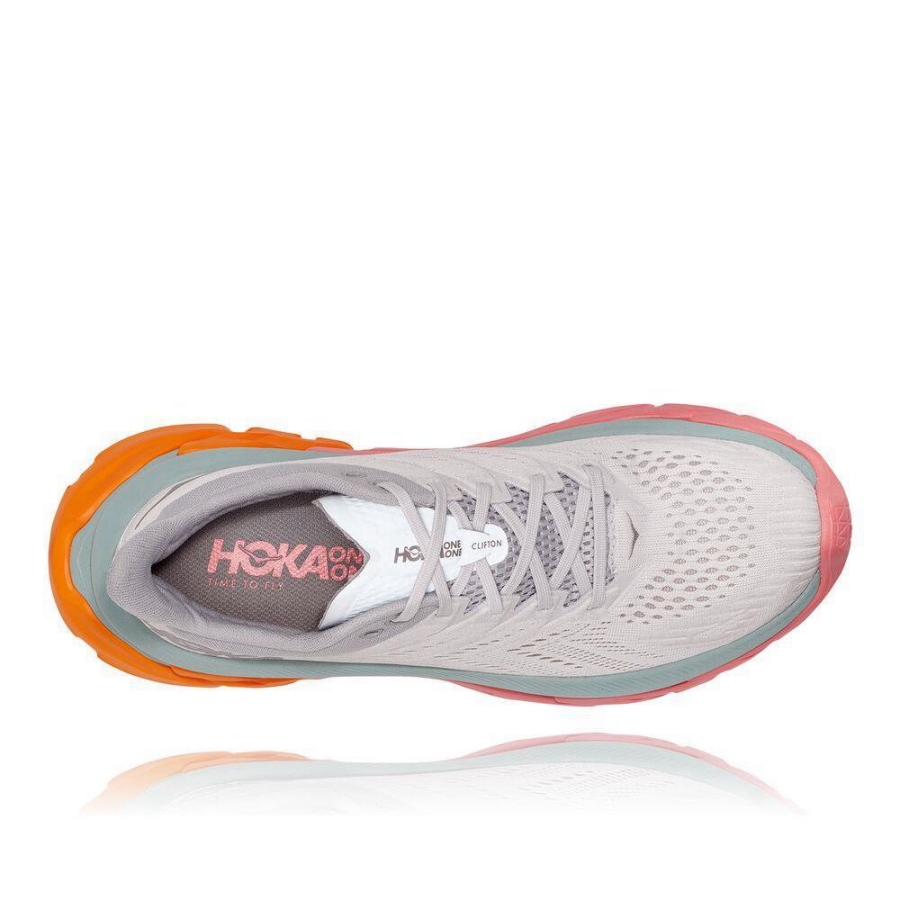 White / Pink Hoka Clifton Edge Men's Road Running Shoes | USA03HQOM