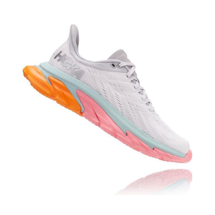 White / Pink Hoka Clifton Edge Women's Sneakers | USA96OLRT