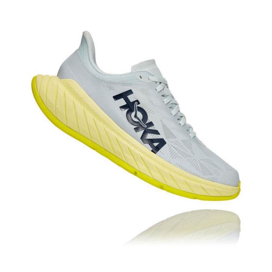 White / Yellow Hoka Carbon X 2 Men's Road Running Shoes | USA48TLVW