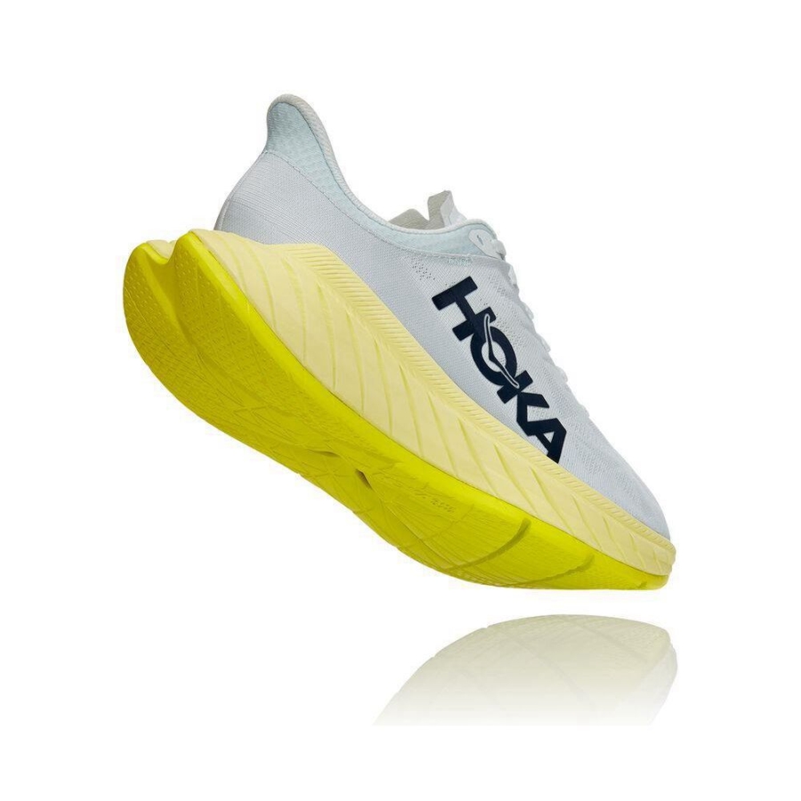 White / Yellow Hoka Carbon X 2 Men's Road Running Shoes | USA48TLVW