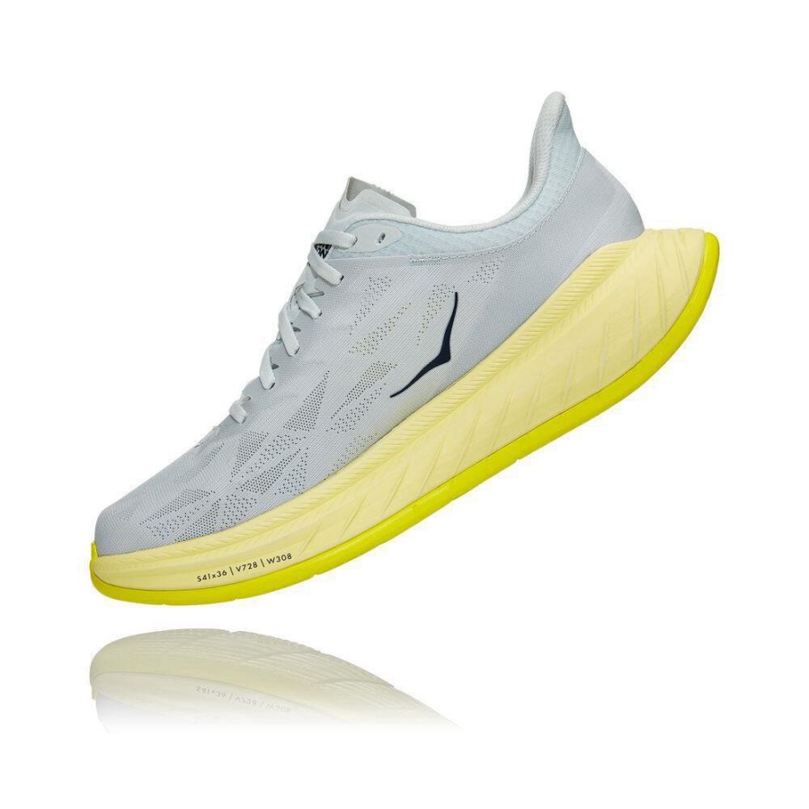 White / Yellow Hoka Carbon X 2 Men's Road Running Shoes | USA48TLVW