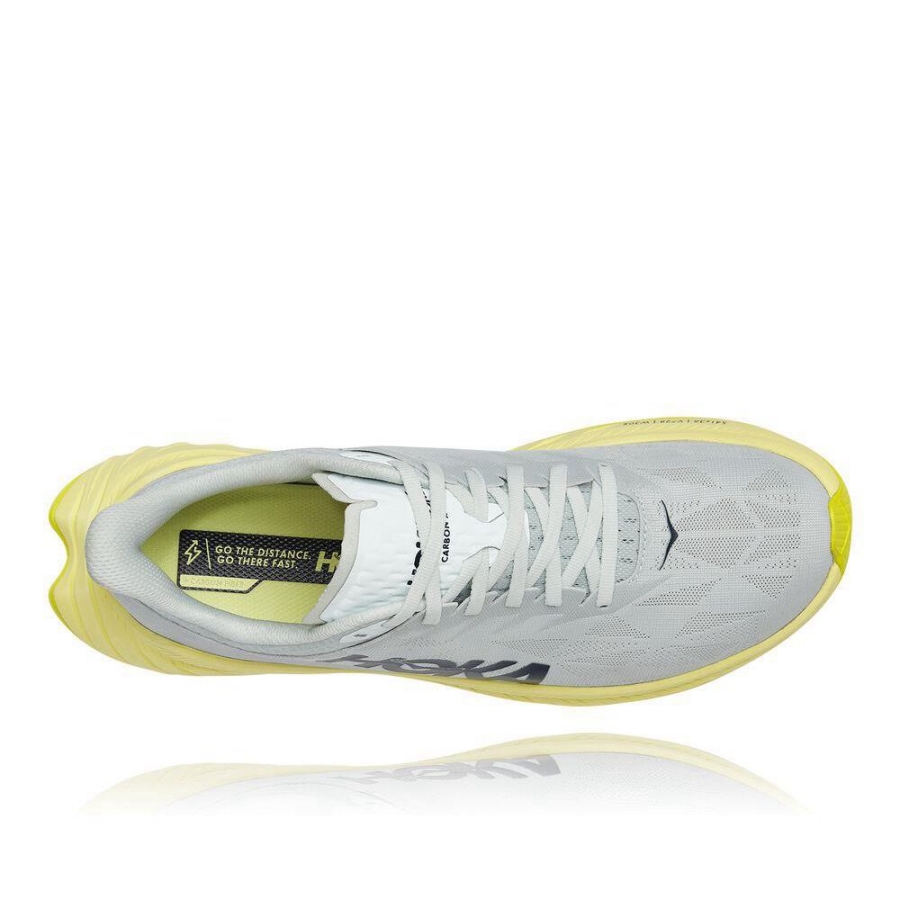 White / Yellow Hoka Carbon X 2 Men's Road Running Shoes | USA48TLVW