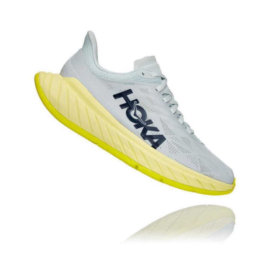 White / Yellow Hoka Carbon X 2 Women's Lifestyle Shoes | USA07MGTR