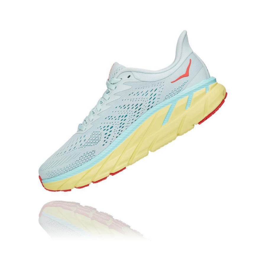 White / Yellow Hoka Clifton 7 Women's Road Running Shoes | USA63CWTG