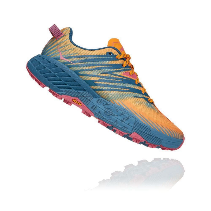 Yellow / Blue Hoka Speedgoat 4 Women's Running Shoes | USA31GLDN