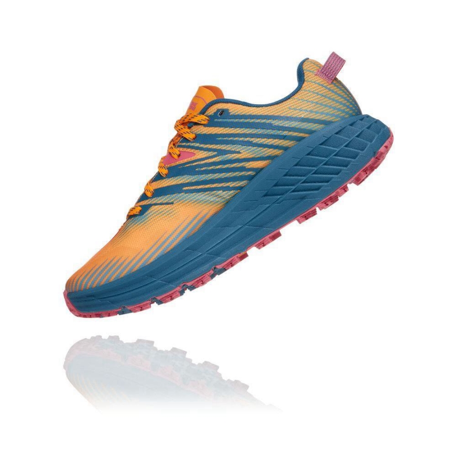 Yellow / Blue Hoka Speedgoat 4 Women's Running Shoes | USA31GLDN